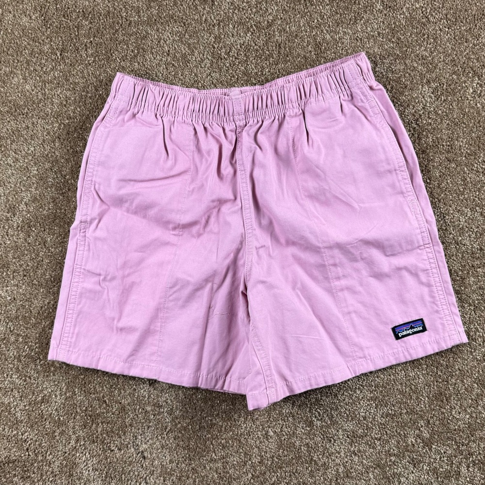 Patagonia Kids Pink Stand Up Shorts Cotton Canvas Elastic Waist Size M